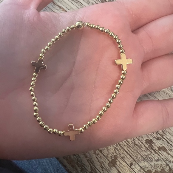 Handmade Gold Cross Bracelet - Picture 2 of 2